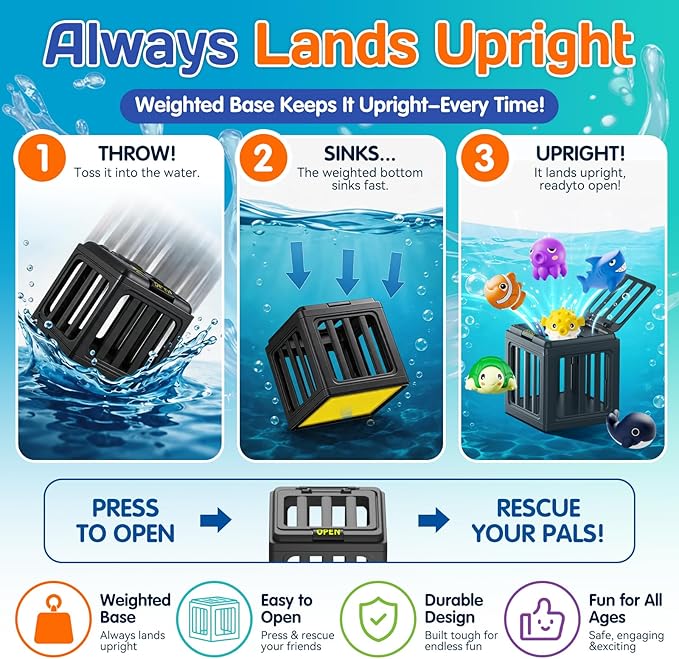 Pool Summer Diving Toys for Kids, Underwater Swim Game Set with 6 Floating Sea Animals & 6 Dive Cages, Summer Water Swimming Pool Toys, Bath, Beach, Fun Birthday Gift for kids(6 Sea Animals )