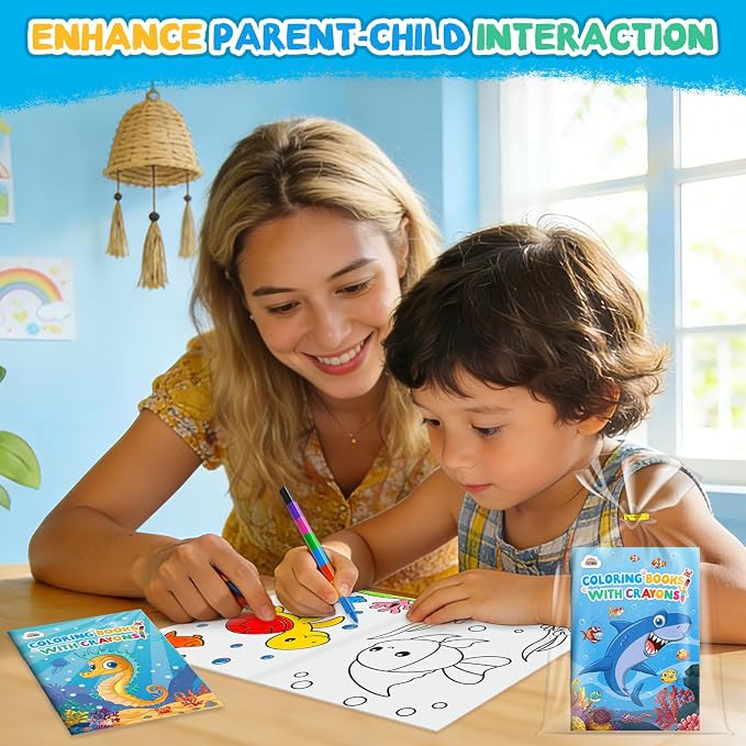 ZMLM 24 Pack Ocean Coloring Books for Kids with Crayons,Party Favors for Kids 4-8, Goodie Bags Stuffers for Toddlers, Classroom Prizes Birthday Return Gifts (Ocean)