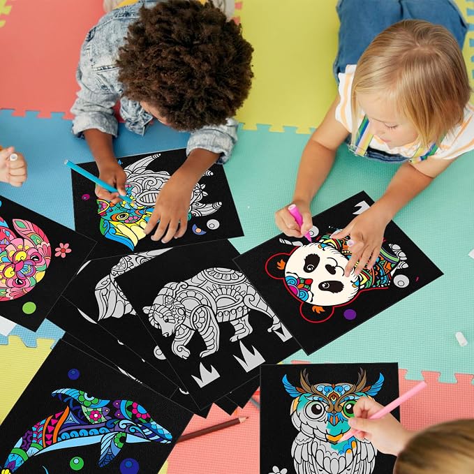 Cinrobiye 48 Pcs Velvet Coloring Posters Animals Fuzzy Posters to Color Bulk Felt Coloring Page Craft for Adults Teenagers All Ages Classroom Assisted Living Festive Holiday Art&Craft Activity
