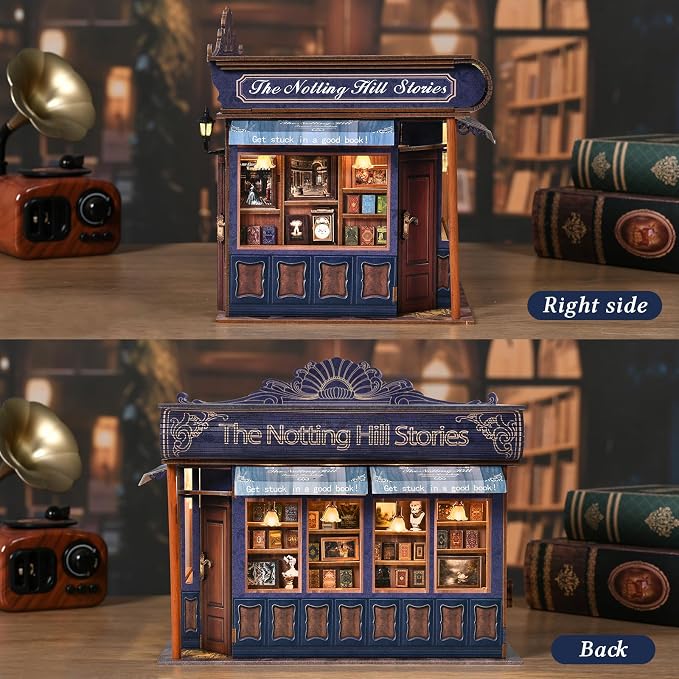 TOYQI Book Nook Kit, DIY Miniature Dollhouse Kit for Adults and Teens | Booknook Tiny House Kit Bookshelf Decoration 3D Wooden Puzzle Bookend
