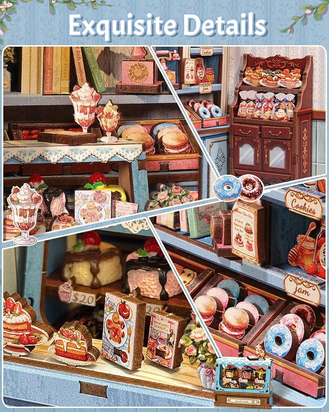 CUTEBEE Book Nook Kit - DIY Miniature House Bakery Patisserie Dollhouse Kit for Adults, Booknook Tiny House Bookshelf Decor 3D Wooden Puzzle, Gifts for Family, Friends (Sweet Marie)
