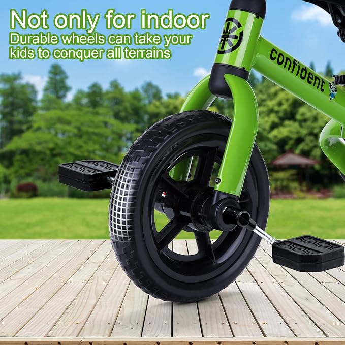 YGJT 3 in 1 Tricycle for Toddlers Age 2-5 Years Old, Folding Kids Balance Bikes with Adjustable Seat and Removable Pedal, Ride-on Toys for Infant, Gift for Baby Boys Girls Birthday(Green)
