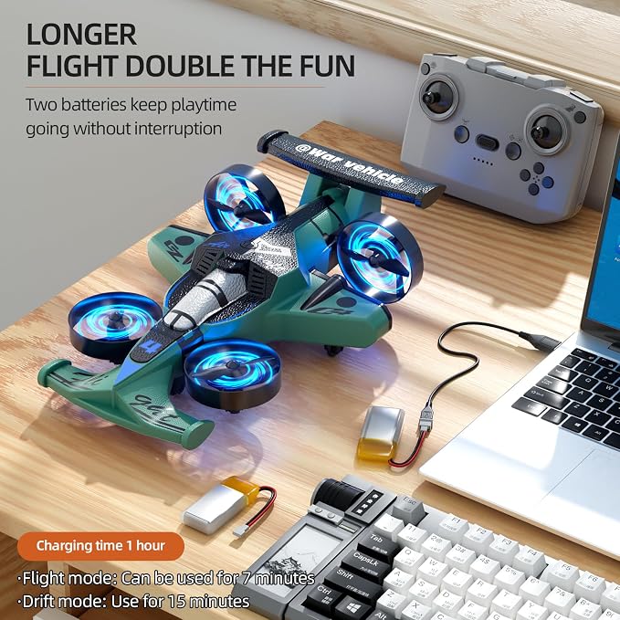 Remote Control Airplane Car Toys for Kids Ages 4-6-8-10-12, 2-In-1 Foam RC Plane Car Jet Mini Drone, Racing Car Stunt Plane Toys for Kids Boys 4 5 6 7 8 9 10 Year Olds Indoor Outdoor Playing