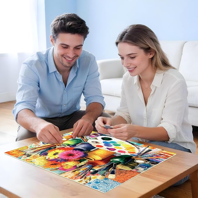 EIYRURU 500 Piece Jigsaw Puzzle for Adults –Artist Studio Jigsaw Puzzles 500 Pieces, Flowers Brushes Palette Puzzles for Adults 500 Pieces, Challenging Perfect for Game Nights, 20.5 X 15 in
