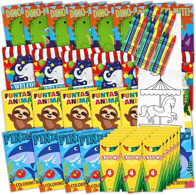 Bulk 72 Mini Coloring Books for Kids,Coloring Book & Crayons (72 Pcs) Party Favors, Giveaways for Kids | Classroom, Stocking Stuffers, (72 Pack), Mini Books 5x7 | Assorted Designs