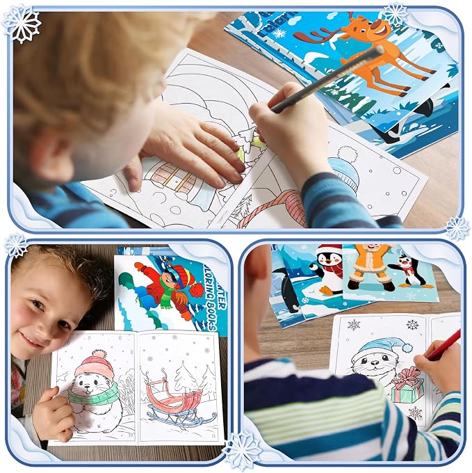 90shine 72PCS Winter Coloring Books for Kids, Christmas Party Favors in Bulk Goodie Bag Stocking Stuffers Gifts Ages 2-4 3-5 4-8