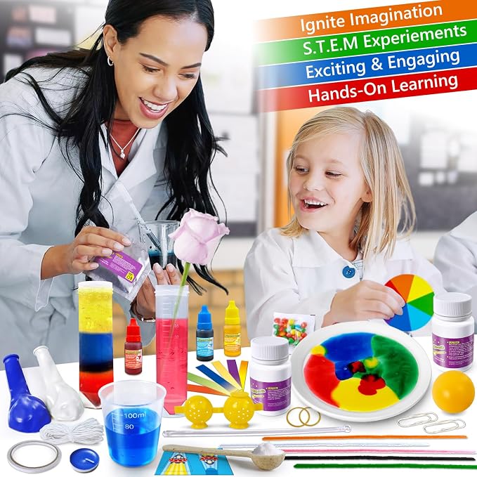 PATIFEED 110 Science Experiments Kit for Kids, Educational Science Lab Chemistry Set, Birthday Toys Gifts for Boys Girls, Volcano Eruption, Crystal