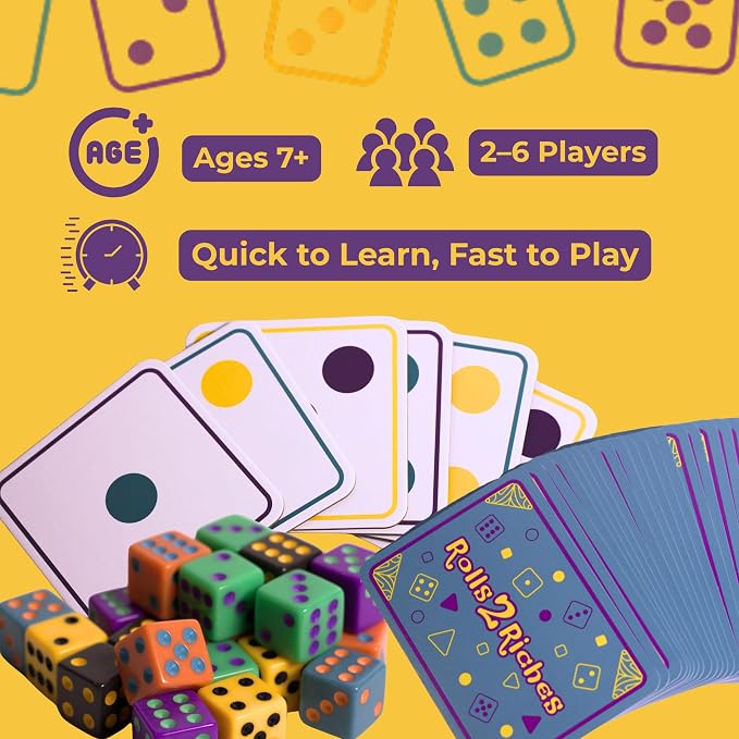 Award-Winning Board Game for Families – Rolls 2 Riches | Fast-Paced Dice, Card & Strategy Game for Kids & Adults | Perfect for Parties, Travel, Camping, Game Nights & Outdoor Summer Fun