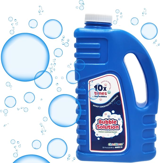 16 oz Concentrated Blue Bubble Solution Bottle with Handle, Refills up to 1.25 Gallons, Non-Toxic Concentrated Solution for Bubble Machines, Giant Bubble Wands, Bubble Gun and Blowers (Single)