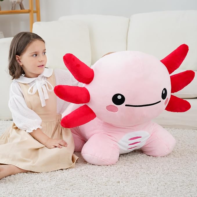 Giant Axolotl Stuffed Animal, Big Axolotl Plush, Large Plush Toy for Girl Boy, Birthday Valentine's Gifts for Girlfriend, Kids, Toddler, Age 3-8, Pink
