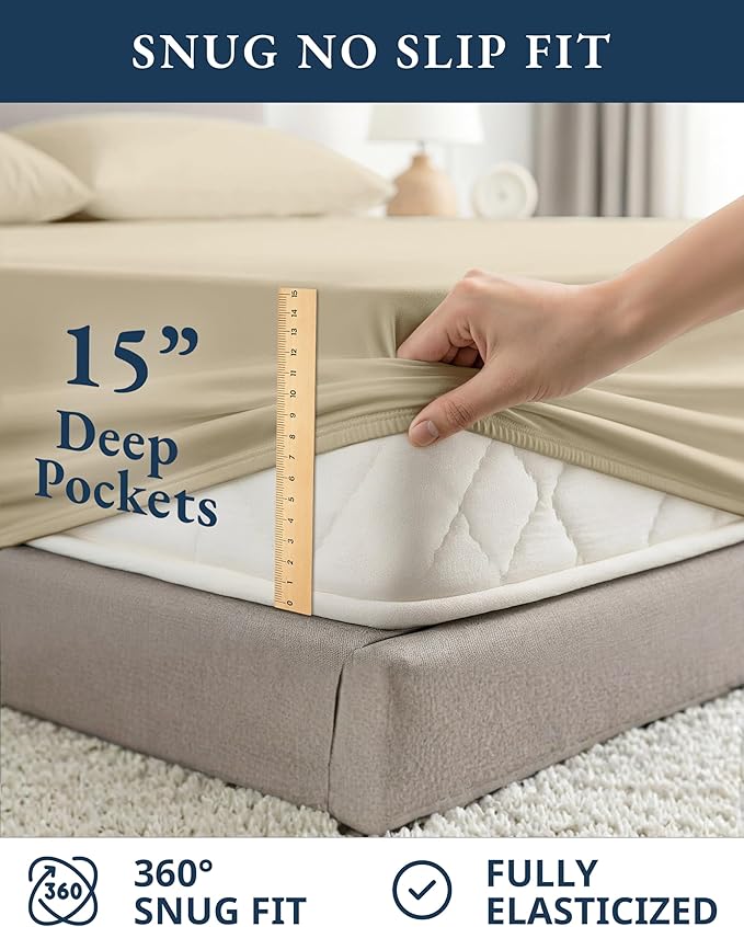 LANE LINEN California King Bed Sheets 100% Organic Cotton Cooling - Linen | Cal King Sheets In Organic Cotton Percale - Breathable For Year-Round Sleep, Best-Value Organic Cotton, For Hot Sleepers