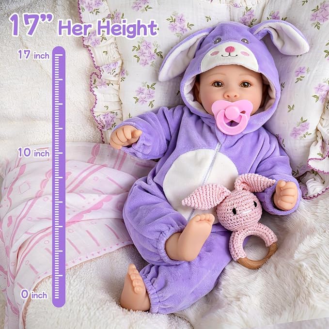 UOFTKIZ Real Life Baby Dolls - 17" Lifelike Baby Dolls, Soft Baby Doll with Open Eyes, Gifts for 3+ Years