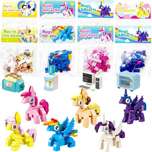 WODMAZ 24 Packs Animal Building Blocks for Kids, Unicorn Building Blocks Toy Set for Kids Classroom Prizes Goodie Bags, Valentine Gifts, Easter Basket Stuffers