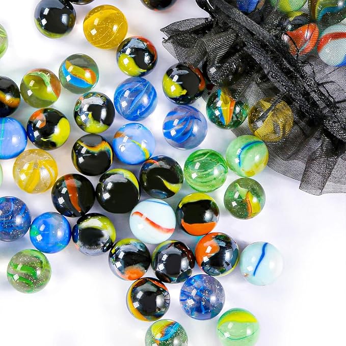 POPLAY Colorful Glass Marbles, 0.6 inch Marbles Bulk for Kids Marble Games,DIY and Home Decoration