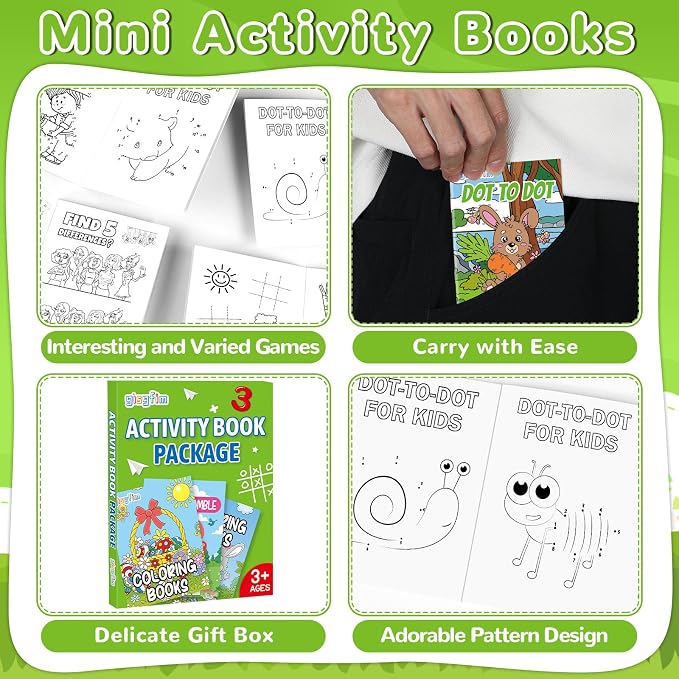 96 PCS Summer Mini Activity Books Kids Coloring Books Party Favors Bulk Challenging Game Include Maze Dot to Dot Word Search Word Scramble for Age 4-12 Goodie Bags Stuffers Easter Spring Supplies