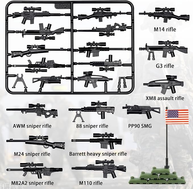 Weapons Pack Military U.S Weapons in The Game Toy Set - Weapons Accessories Weapon Battle Building Blocks Compatible with Major Brand, 3 Years Old and up