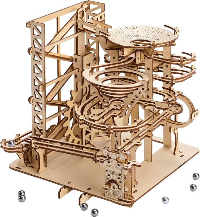3D Wooden Puzzles for Adults: 330 pcs 3D Mechanical Wood Marble Run with Roller Coaster Model Kit for Brian Teaser to Build - Christmas Hobbies Craft Kits Puzzles for Adults Home Decor Gifts