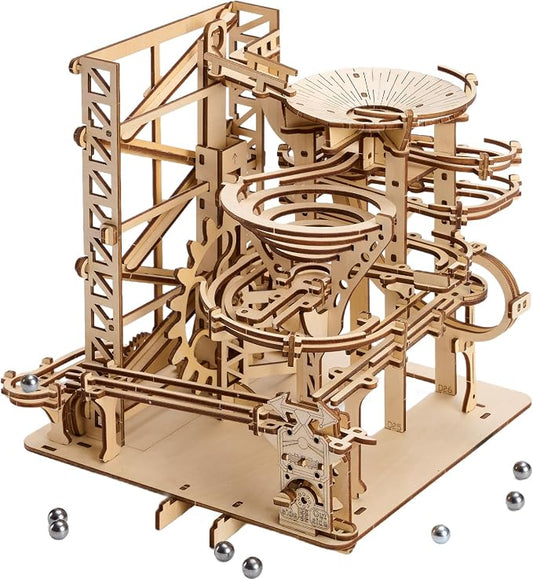3D Wooden Puzzles for Adults: 330 pcs 3D Mechanical Wood Marble Run with Roller Coaster Model Kit for Brian Teaser to Build - Christmas Hobbies Craft Kits Puzzles for Adults Home Decor Gifts