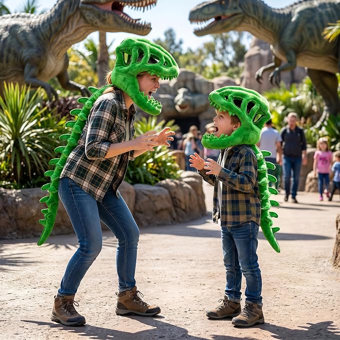 Dinosaur Skeleton Costume, Wearable Spinosaurus Skull Mask & Spine, Silly Dino Skeleton Halloween Costumes Outfit