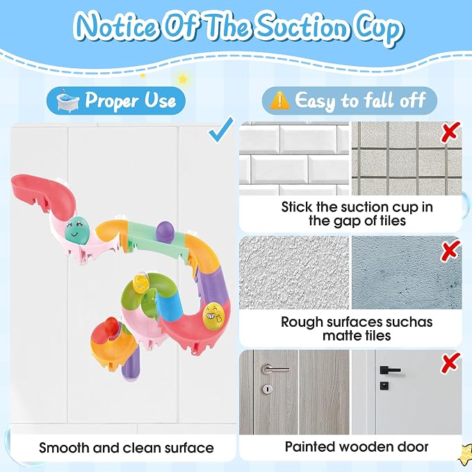 taseyok Toddler Bath Toys, Bathtub Toys Ball Slide Track, DIY Shower Toys with Suction Cups, Christmas Birthday Bath Fun Time Gifts Toys for Girls and Boys Age 2 3 4 5 6