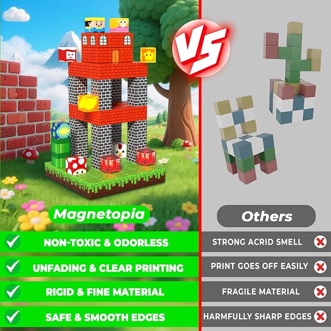 Magnetic Blocks with Light Blocks - 200PCS Magnetic Blocks for Kids Ages 4 5 6 7 8+, Magnetic Building Blocks, STEM Montessori Sensory Toys for Kids, Birthday Gifts for 8-12 Years Old Boys Girls