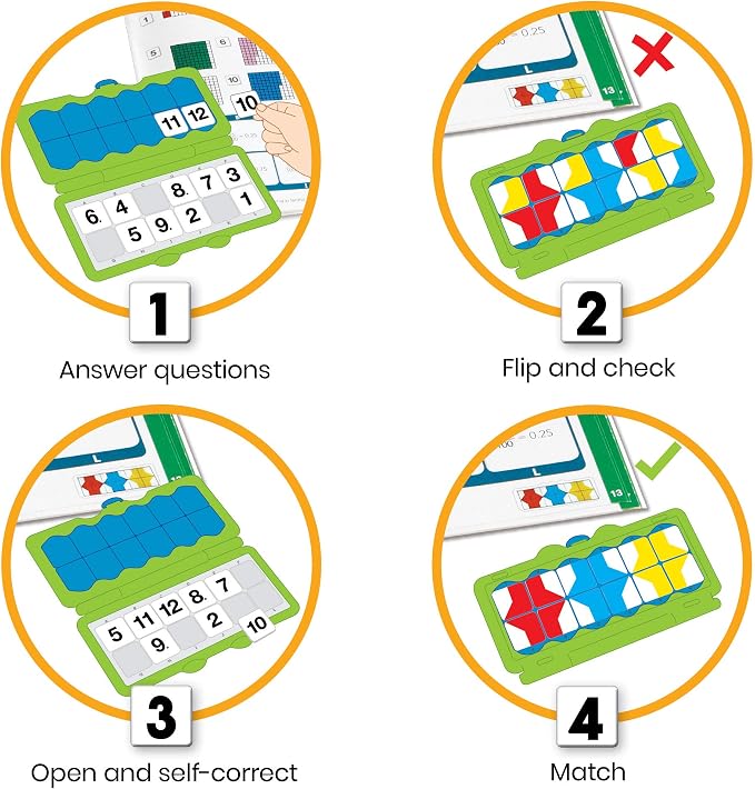 hand2mind VersaTiles Math Practice Take Along Set for Grade 1, Homeschool Curriculum, Math Workbook for Students, Elementary Classroom Must Haves, First Grade Learning Activities