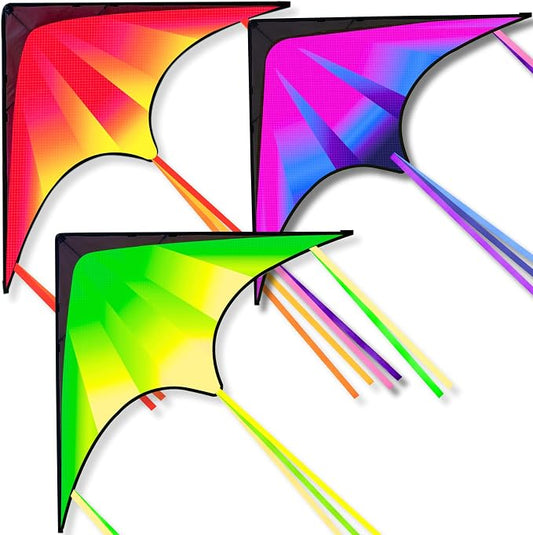 JOYIN 3 Packs Large Delta Kite Gradient Rainbow, Easy to Fly Huge for Kids and Adults, Large Delta Beach Kite for Outdoor Games and Activities