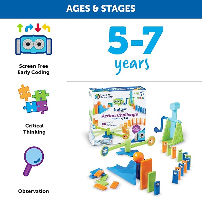 Learning Resources Botley Coding Robot Kit Action Challenge Set, Chain Reaction Game STEM Robot Accessory Pack for Coding Robots for Kids Ages 5 and Up