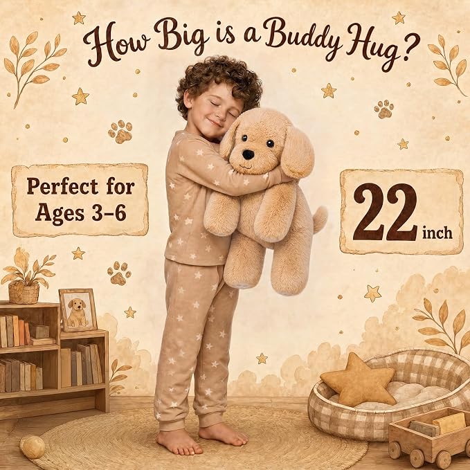 gnomantic Yellow Lab Weighted Stuffed Animals - 22 Inch 4.5 Pounds Weighted Plushies Labradoodle Stuffed Animals - Big Dog Plush Pillow - Cute Plush Toys Gifts for Kids & Adults (22" 4.5 lbs)