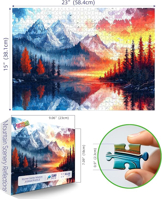 500 Pieces Jigsaw Puzzles for Adults, Natural Mountain Landscape Puzzles for Wall Art Party Game Family Decoration Gifts, Finished Size 23" x 15"