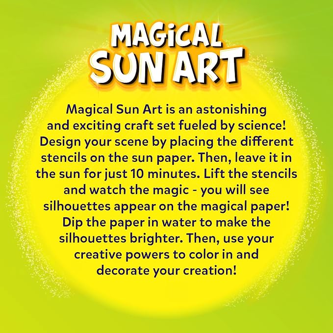 Skillmatics Sun Paper Art Kit - STEM Craft Kit for Kids with Decorative Paper, Stencils & Markers, Create with Sunlight, Mess-Free, Indoor Fun, Gifts for Ages 4, 5, 6, 7, 8, 9, 10, 11, 12