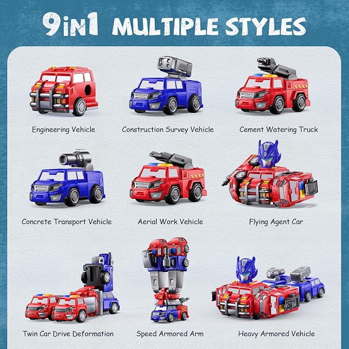 Gifts for 3 4 Year Old Boys, Toys for 3 4 Year Old Boys, 5-in-1 Transform Robot Toys for Boys 4-6, Easy DIY Assembly, 3 4 Year Old boy Birthday Gifts, Ideals Toys for Boys, Kids Toys