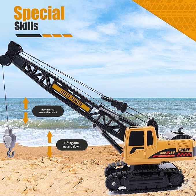 Jiakora Remote Control Crane Toy, 1:14 Scale RC Construction Vehicle with Metal Hook & 2 Batteries Included - Realistic Engineering Toy Truck, for Boys Girls 3 4 5 6 7 8 Years Old