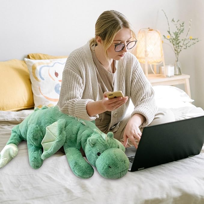 Pterosaur Stuffed Animal with Wings - Cute Soft Dinosaurs Plush Toys Little Flying Dragon Plushies Pillow Doll Christmas Birthday Gifts for Kids Boys Girls (Green,27.55inch/70cm)
