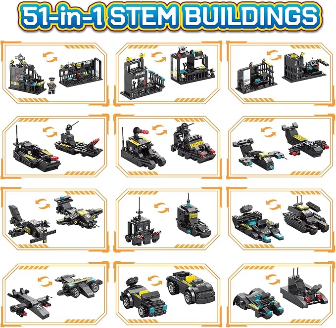 51-in-1 Robot Building Kit for Kids Stem Building Toys Erector Set for Boys 8-12 Engineering Stem Projects Construction Building Blocks Toys Gifts for Boys Kids Age 6 7 8 9 10 11 12 Year Old