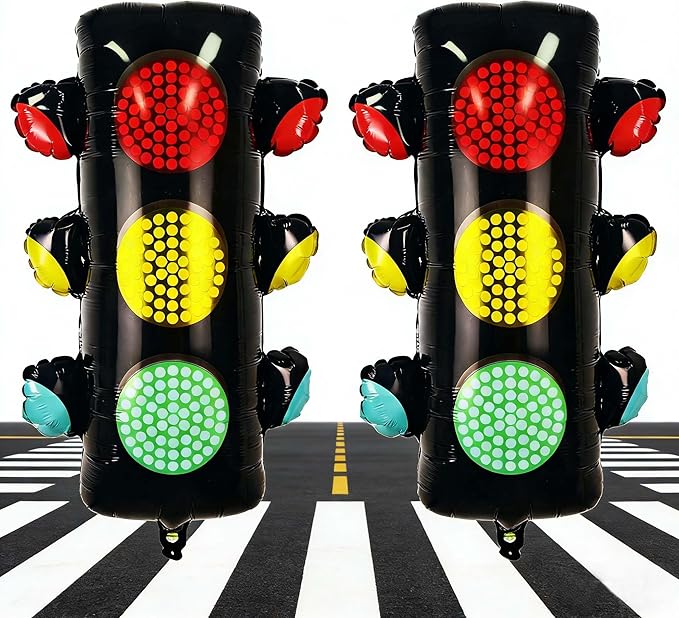 2PCS Traffic Light Balloon Red Green Lights Foil Balloon | For Race Car Theme Birthday Transportation Theme Birthday Baby Shower Party Decorations Supplies