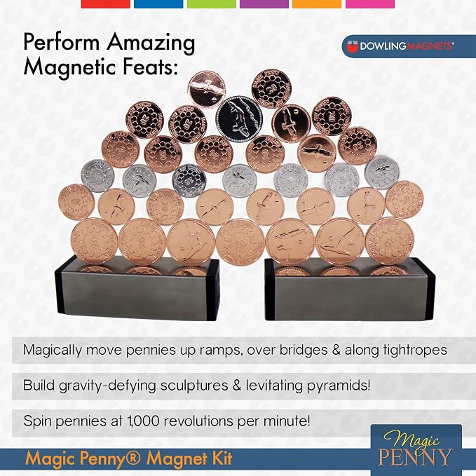 Dowling Magnets Magic Penny Magnet Kit - STEM Toy Gift for Kids 8, 9, 10, 11, 12+ Years Old - Perfect Educational Gift for Boys and Girls - Hours of Unplugged Play