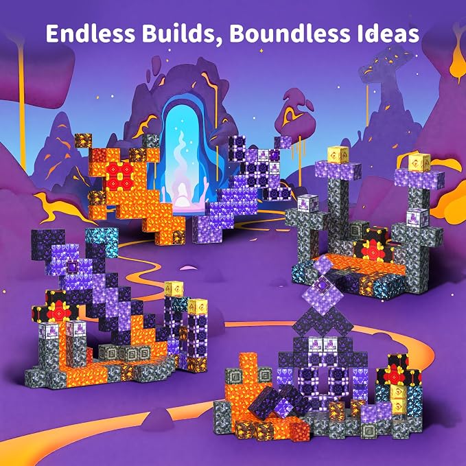Magnetic Blocks Building Toys - 108PCS Magnet Building Block Set Construction Cubes STEM Sensory Stacking Kids Toy for Age 3-5, 4-8, 8-12