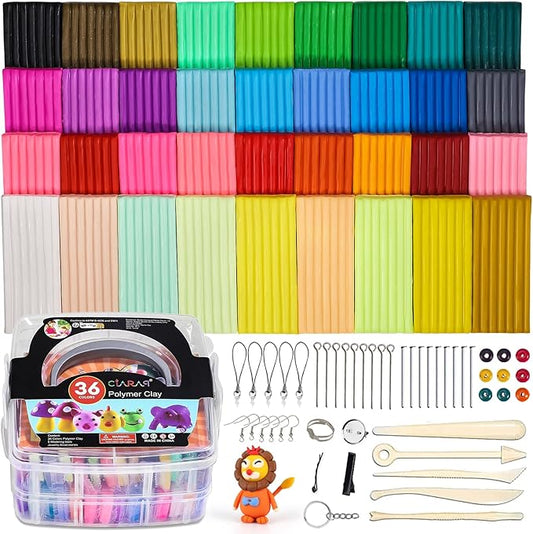 CiaraQ 36-Color Polymer Clay Oven Bake Modeling Kit for Kids & Artists | Non-sticky & non-toxic. 2.6 lb. With sculpting tools. Classroom & Home Use. Fun gift for Kids & artists. Ages 4+.