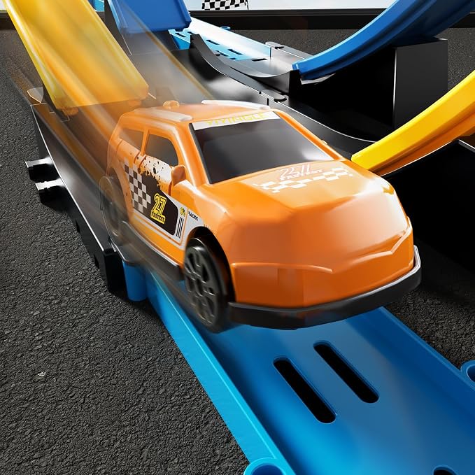 MSKOLER Car Race Track Sets for Kids 3 4 5 6 7 8 9 Years Old - Toy Car Track Set for Boys 3-5 6-8 8-12, Competitive Racing Game with 4 Small Cars, Boys Toy, Gifts Toys Cars for Toddlers Girls 3-8