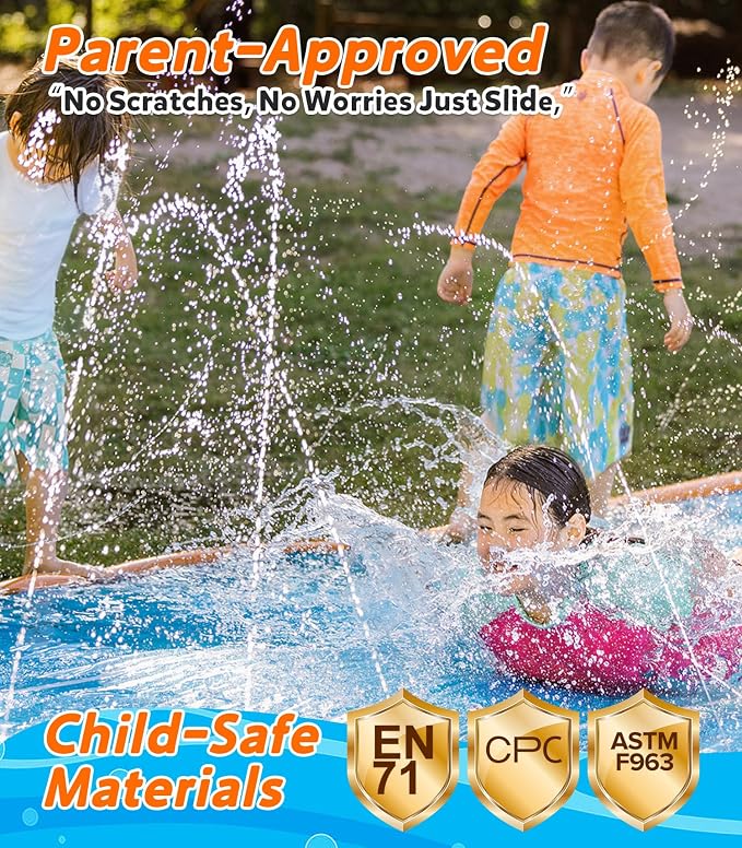 Spring Water Slip and Water Slide, 17ft *2 Lanes Slip Water Slides for Kids Backyards Ages 5-8 8-12 with Sprinkler and Inflatable Bodyboards, Summer Water Fun Toy for Outdoor Lawn Games Play
