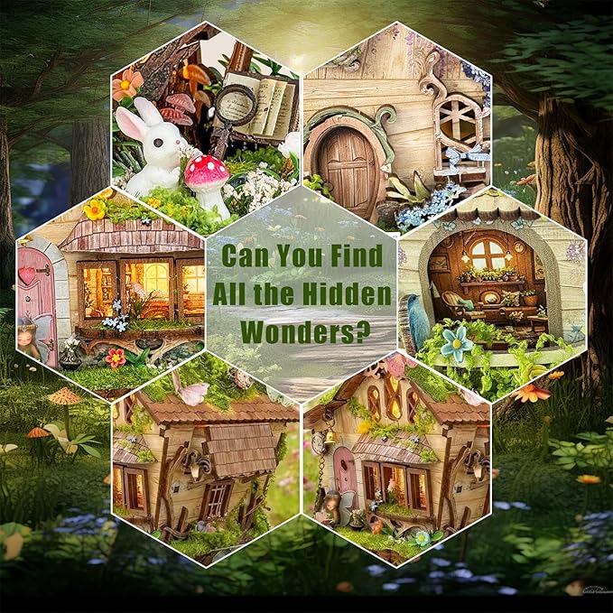 YSWOOD WORLD DIY Miniature House Kit, Mini House Building Kit with LED, DIY Miniature Kit for Adults Teen, Dollhouse Kit for Birthday Father's Day, Rowan’s Enchanted Treehouse