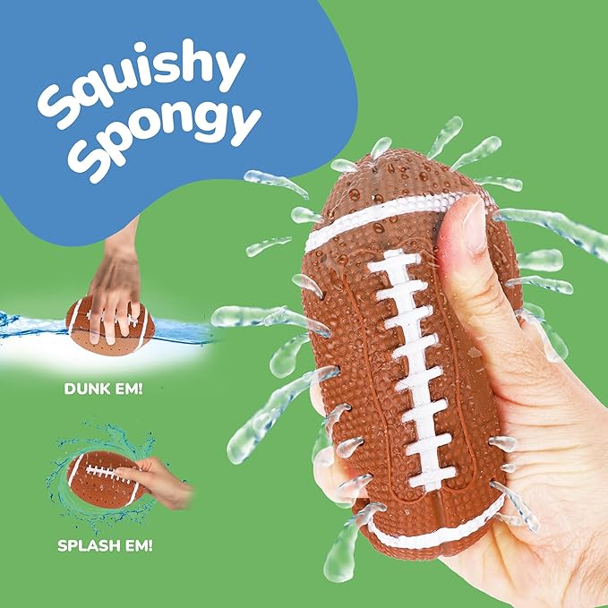 ArtCreativity Sports Balls Water Splash Toys - Set of 3 - Spongy Bath Toys for Kids - 3 Different Athletic Ball Designs Include Football, Basketball, Soccer Ball - Bathtub Toys & Kids Pool Accessories