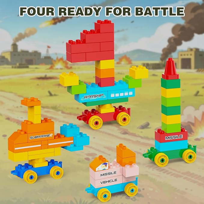 Building Blocks for Kids Ages 3-8 | 164-Piece Creative Construction Toy Set with 4 Trucks | STEM Educational Building Bricks for Boys & Girls | Ideal Christmas/Birthday Gift