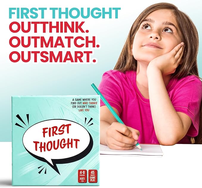 FIRST THOUGHT Family Board Game | The Hilarious Quick-Thinking Party Game | Family-Friendly Board Game | Great for Game Nights | Easy to Learn & Play Anywhere | Perfect for 4-8 Players