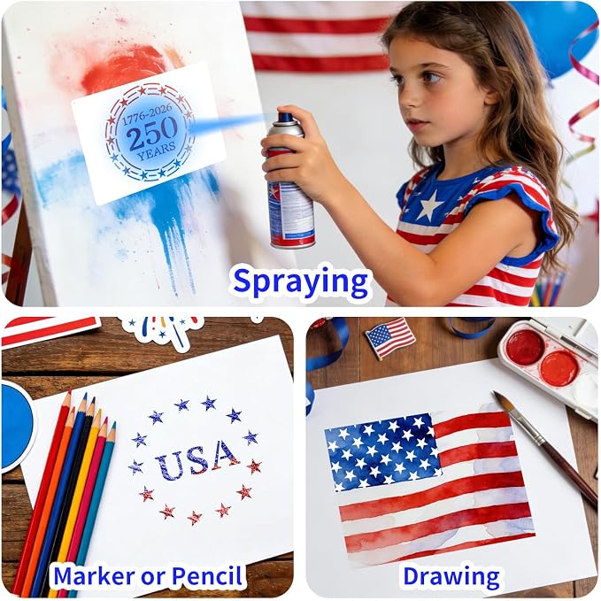 12 PCS Independence Day Stencils for Painting - Reusable USA Flag Patriotic Painting Templates, Red White and Blue Party Supplies for 4th of July Memorial Day Painting Stencil for DIY Decoration