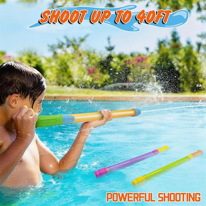Water Guns with Mesh Bag, 18 Pack Long Range Water Blaster for Kids Adults (Up to 40 FT), Squirt Guns Pool Toys for Summer Outdoor Beach Party Water Fight Fun