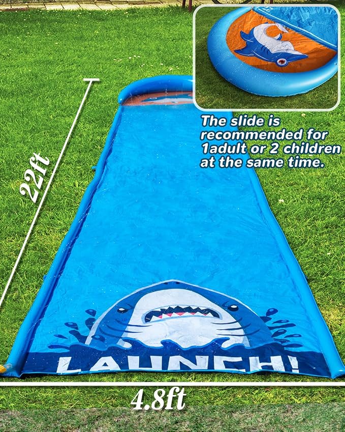 Spring Water Slip and Water Slide, 22FT Lawn Slip n WaterSlide for Kids Adults, Backyard Summer Outdoor Water Toys with Sprinkler, 2 Inflatable Bodyboards