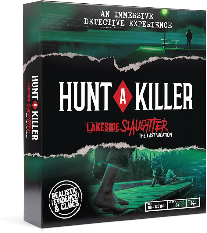 Hunt A Killer: Lakeside Slaughter, Immersive Murder Mystery Game, Interactive Crime Solving Experience, 90–120 Min Playtime, Ages 14+, Gifts for Mom