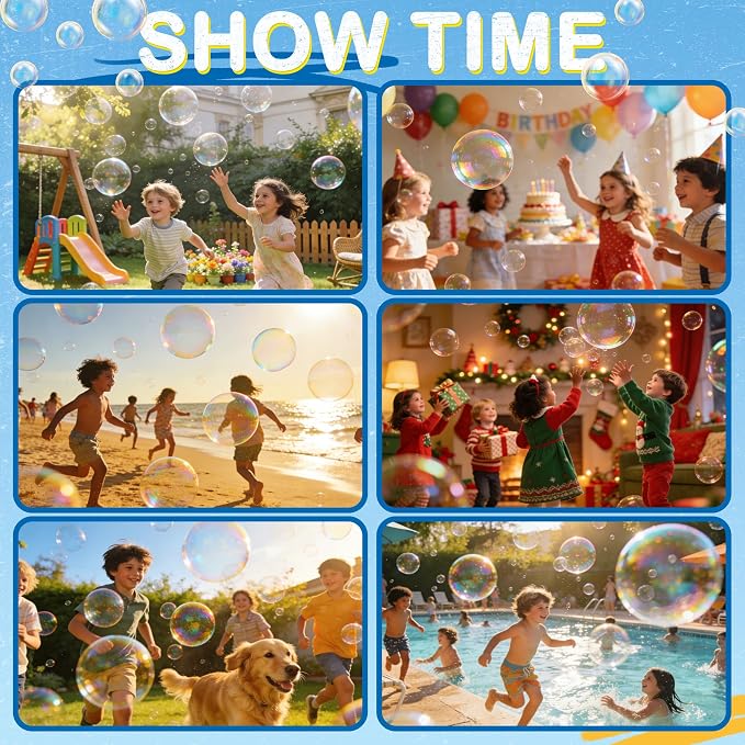 Bubble Machine with Lights, Big Bubbles Bubble Maker Toys for Boys Kids & Toddler, 320ml Large Tank, Battery Operated Bubble Blower for Birthday Parties, Weddings, Indoor & Outdoor Play